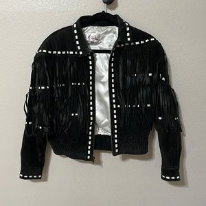 Vintage M. Julian crop leather jacket with leather fringe